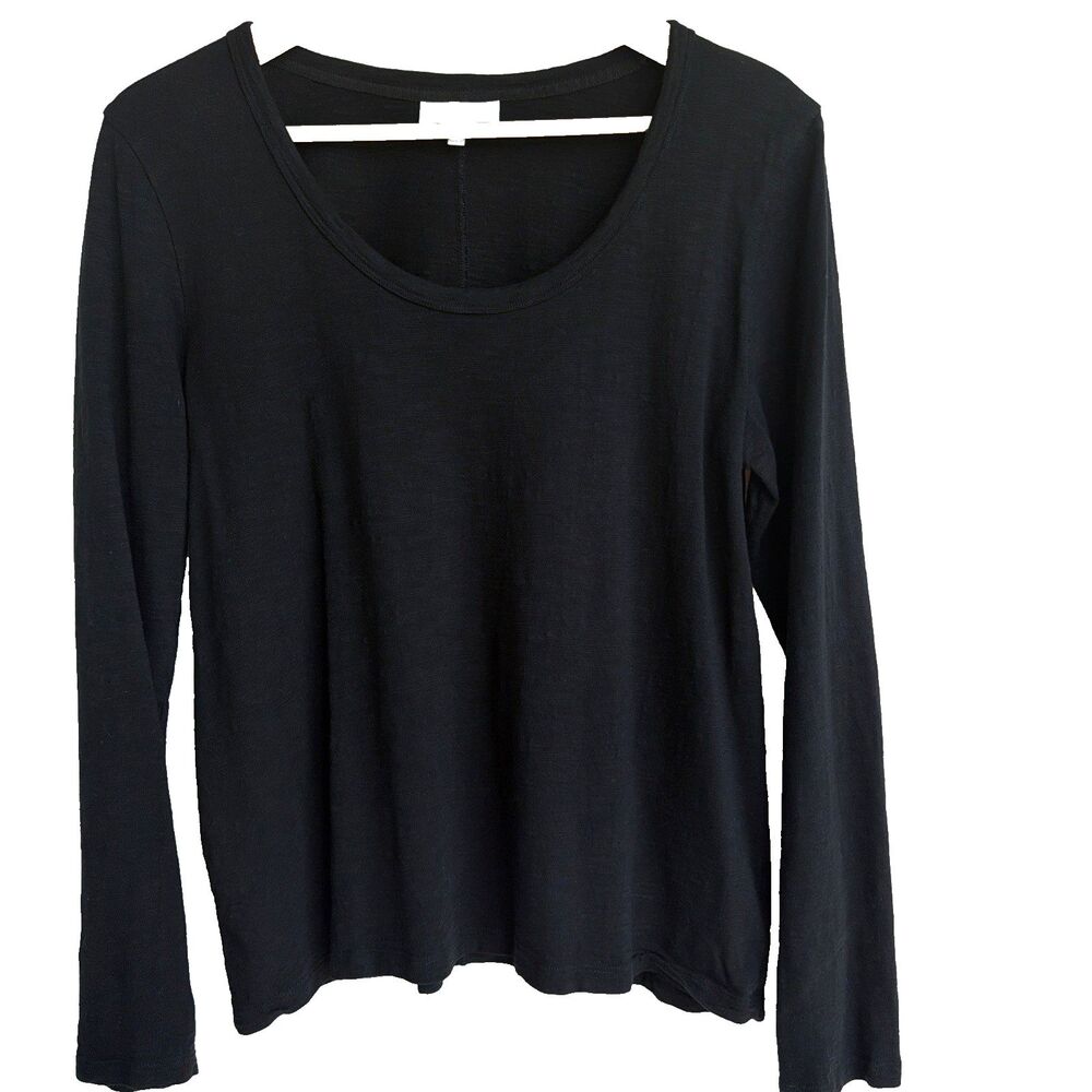 Soma WKND Long Sleeve Slub Tee Black Scoop Neck Size Medium Casual